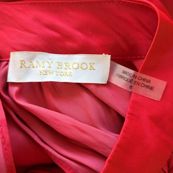 Ramy Brook Red Stella Drop-Waist Shiny Corset Red Mini Dress Size 6 - Picture 6 of 12